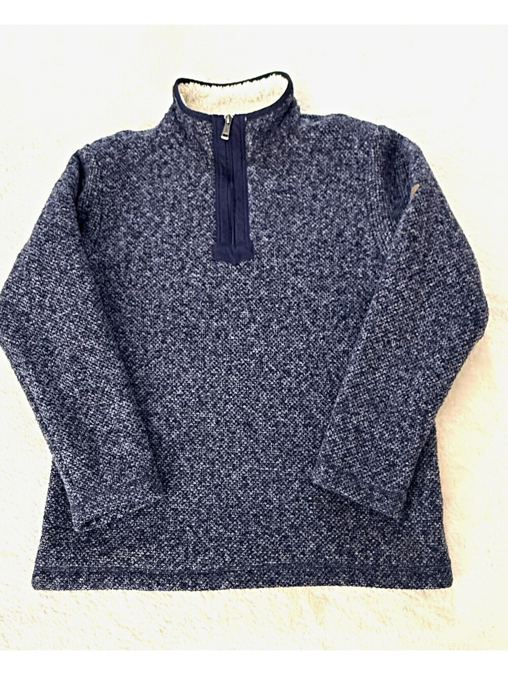 Orvis Brighton Men’s M Navy Sherpa Lined 1/4 Zip Sweater Fleece Pullover
